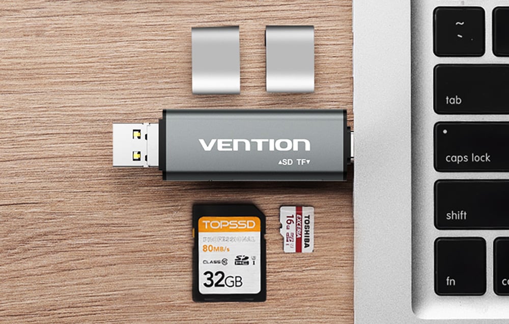 Multifunkciós USB2.0 Kártyaolvasó Vention CCJH0 Szürke-3
