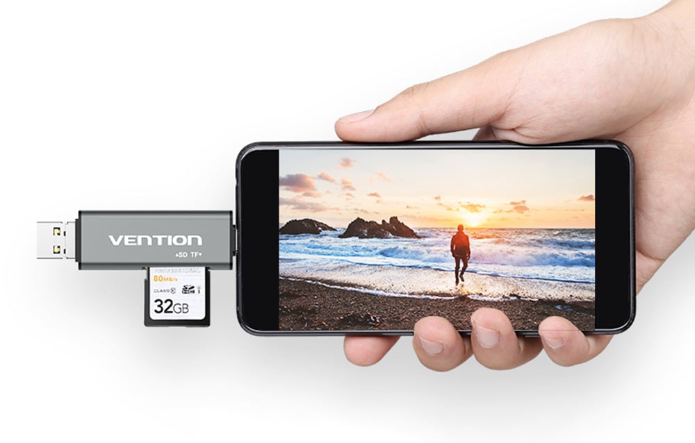Multifunkciós USB2.0 Kártyaolvasó Vention CCJH0 Szürke-5