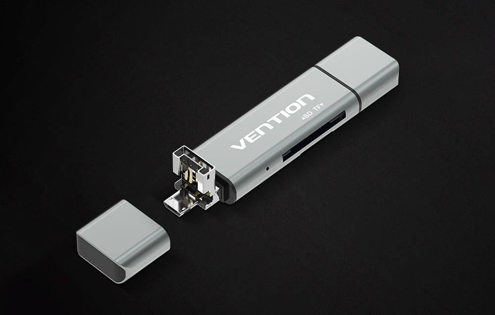 Multifunkciós USB2.0 Kártyaolvasó Vention CCJH0 Szürke-4