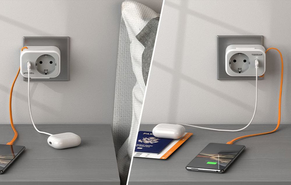 Tessan Fali Aljzat TS-332-DE  USB porttal elosztó-3