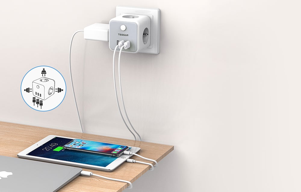 Tessan Fali Aljzat TS-301-DE-C elosztó USB porttal-3