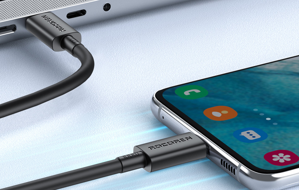 Rocoren USB-C - USB-C Simples Series 2m 100W gyorstöltő kábel (fekete)-3