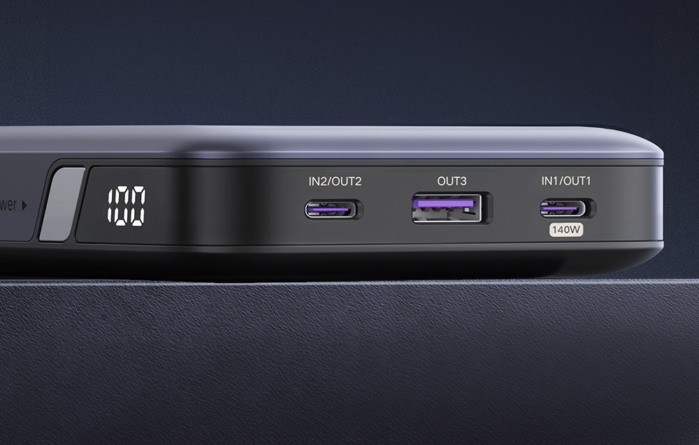 Powerbank 25000mAh Ugreen PB205, USB + 2x USB-C, 145W PD (szürke)-5
