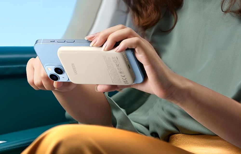 Magnetic Powerbank 5000mAh Ugreen PB560, USB-C, 15W (beige)-3