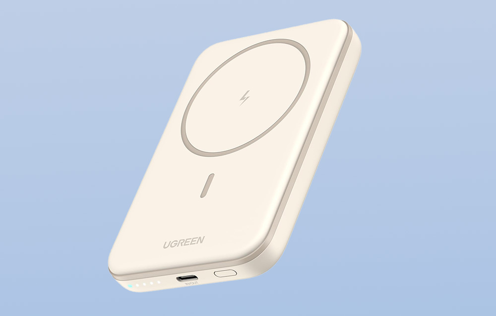 Magnetic Powerbank 5000mAh Ugreen PB560, USB-C, 15W (beige)-6