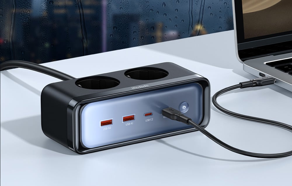 Hálózati elosztó 2 aljzattal 6in1, 2x USB-C, 2x USB-A Mcdodo CH-4610, EU (fekete)-5