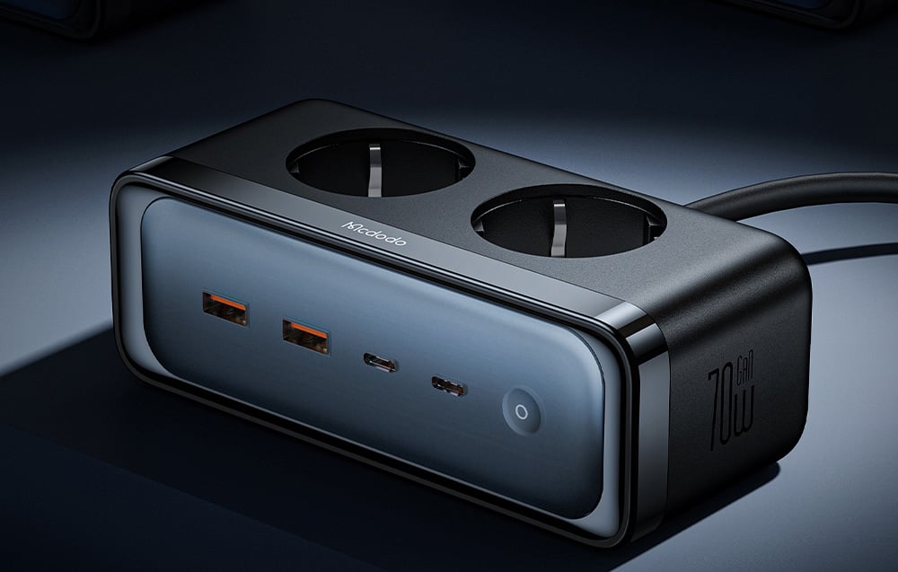 Hálózati elosztó 2 aljzattal 6in1, 2x USB-C, 2x USB-A Mcdodo CH-4610, EU (fekete)-4