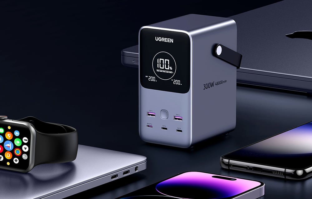 Ugreen PB770 48000mAh powerbank, 2x USB + 4x USB-C, 300W (szürke)-5