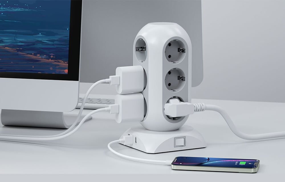 TESSAN Power strip TPS02-DE-C hálózati elosztó USB porttal-1