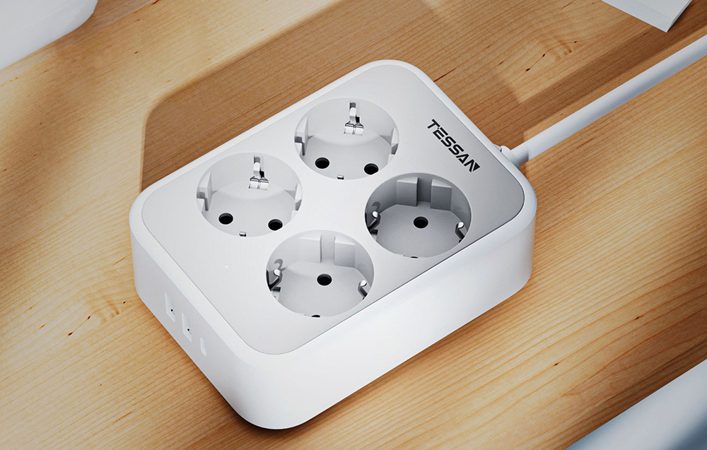 TESSAN TS-PS01DE00 hálózati elosztó USB porttal-1
