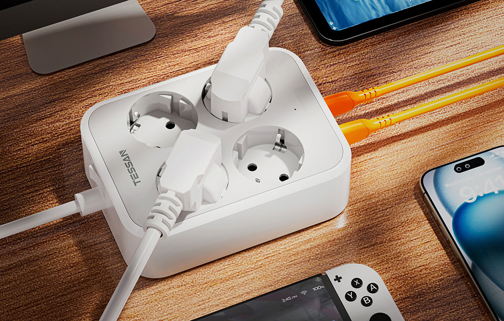 TESSAN TS-PS01DE00 hálózati elosztó USB porttal-2