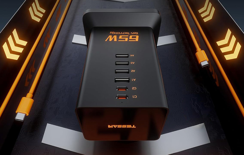 TESSAN TS-FS02DE00 hálózati elosztó USB-A, USB-C portokkal-2