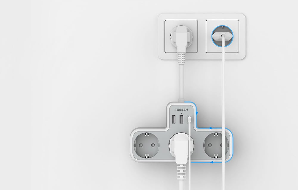 TESSAN TS-323X-C hálózati elosztó USB porttal-5