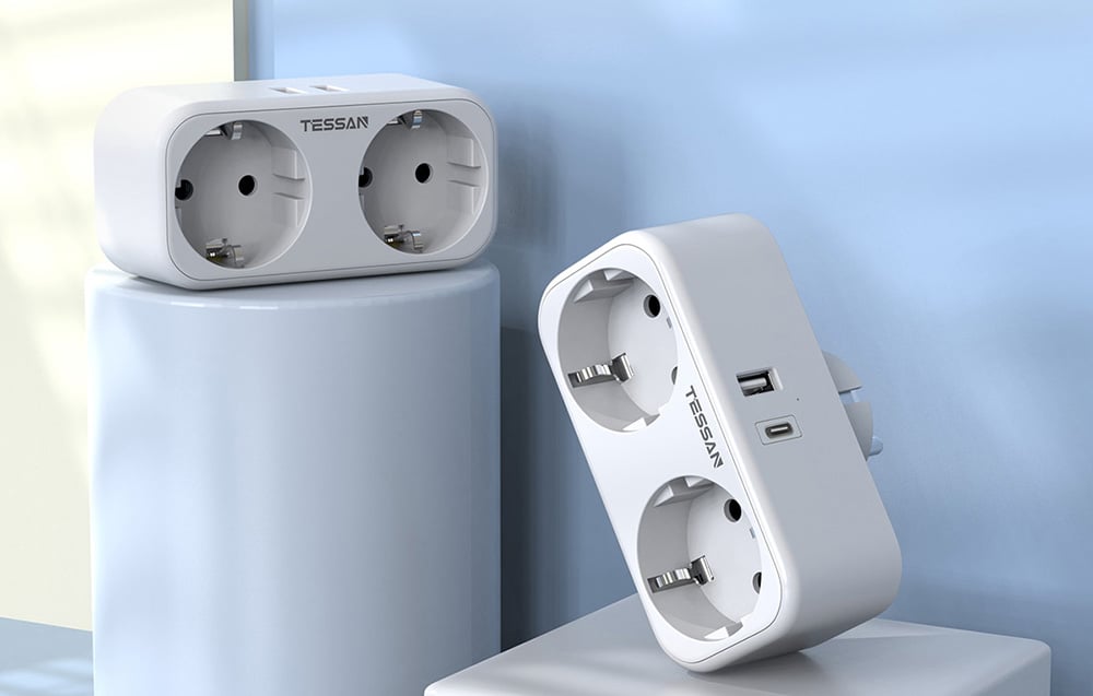 Fali aljzat, elosztó TESSAN TS-WS02DE00 USB porttal-2