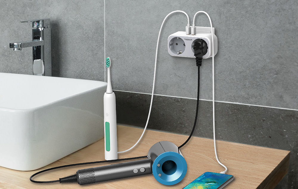 Fali aljzat, elosztó TESSAN TS-WS02DE00 USB porttal-4
