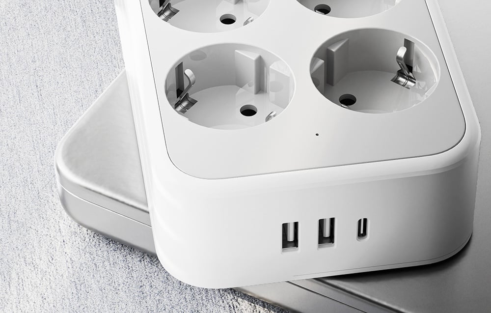Hálózati elosztó USB porttal TESSAN TS-PS02DE00 (fehér)-2