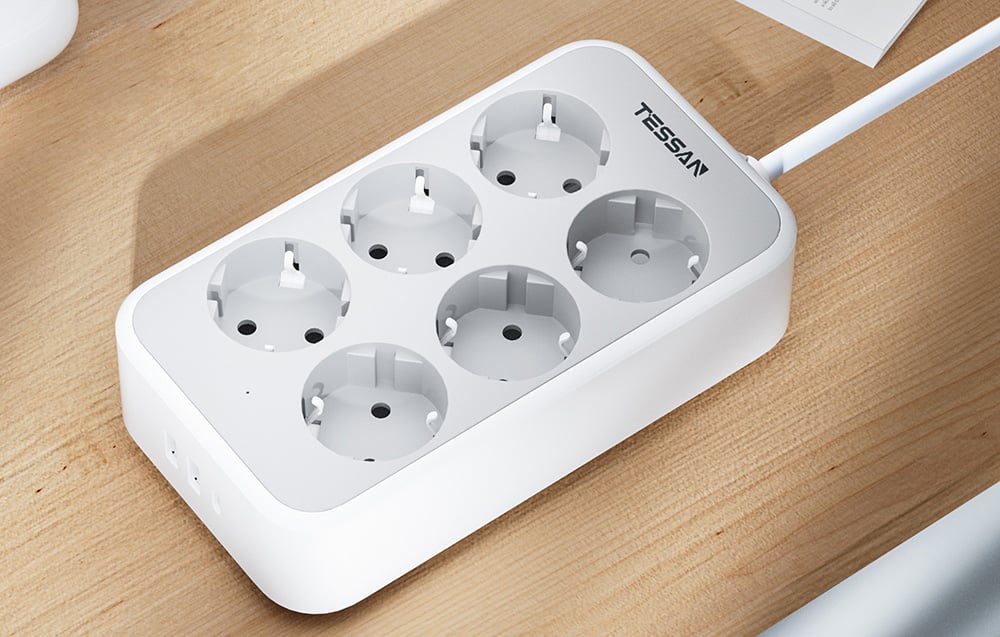 Hálózati elosztó USB porttal TESSAN TS-PS02DE00 (fehér)-4