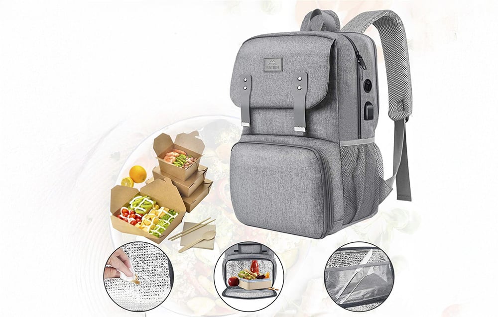 Lunch / Laptop hátizsák 15.6'' Matein 1161 Szürke USB-5