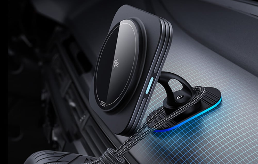 ESR Halolock Magnetic QI2 autós telefontartó MagSafe 15W induktív töltővel a légbeömlőhöz - fekete-4