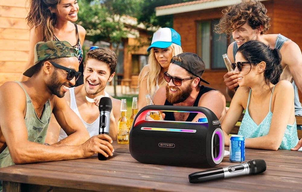  Hordozható Bluetooth Hangszóró Karaoke Blitzwolf BW-WA7 120W-5