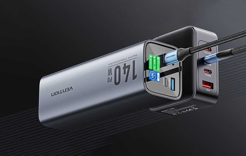 Powerbank Vention LED kijelző 27000mAh 140W FHVH0 (szürke)-9