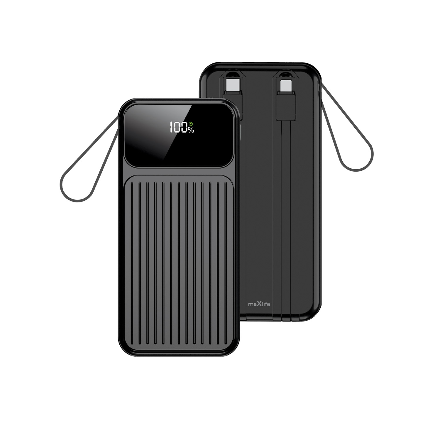 Maxlife  10000 mAh powerbank beépített kábelekkel MXPB-06 PD QC 22,5W fekete-0