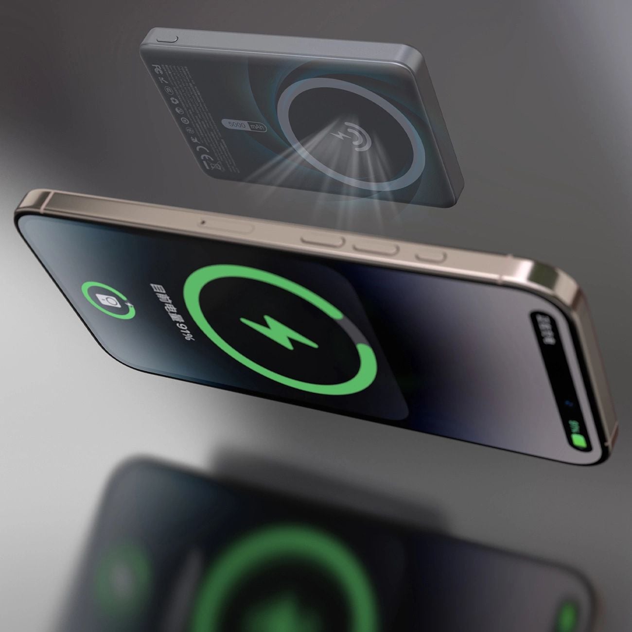 Dudao K28 10000mAh PD 22.5W MagSafe Powerbank fém tokkal és gyűrűs állvánnyal - Szürke-5