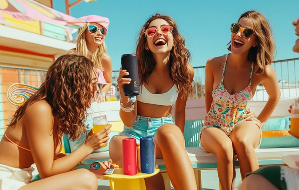 Vezeték nélküli bluetooth hangszóró QCY SP7 (Kék)-3