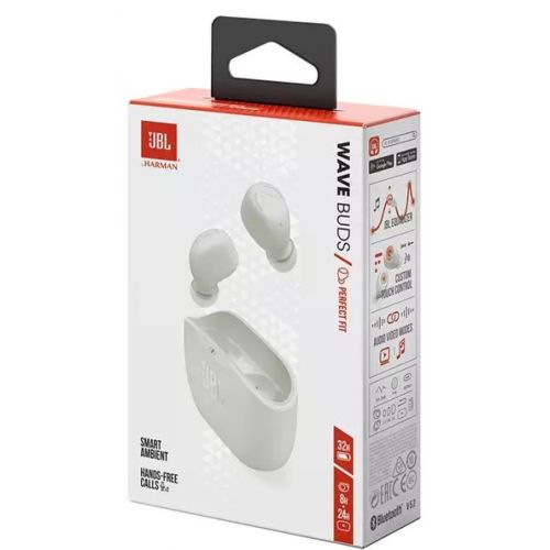 JBL Wave Buds TWS Bluetooth Vezeték nélküli In-Ear Fülhallgató Fehér EU-0