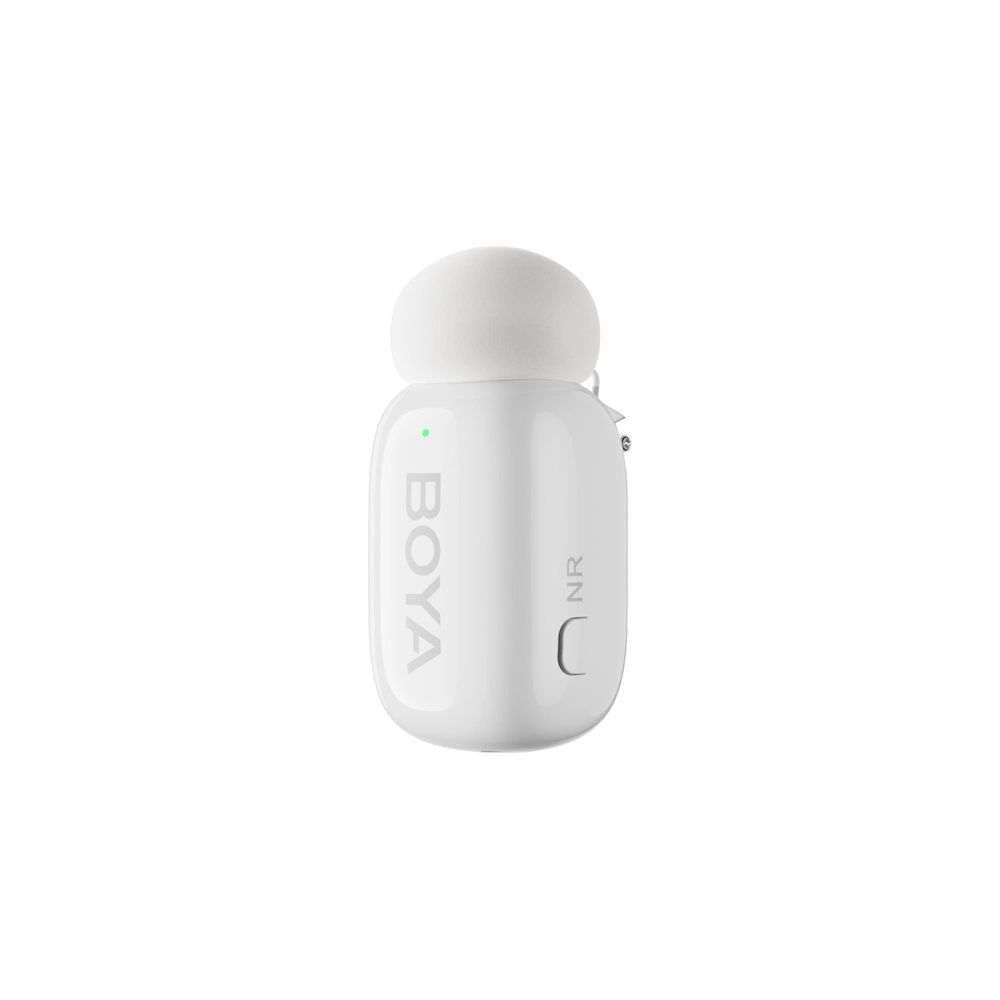 BOYA Mini 13 Ultrakompakt vezeték nélküli mikrofon 2 adó + 2 vevő (USB-C + Lightning csatlakozó) + 1 töltőtok. Fehér-2