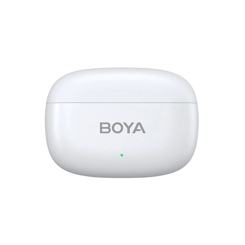 BOYA Mini 13 Ultrakompakt vezeték nélküli mikrofon 2 adó + 2 vevő (USB-C + Lightning csatlakozó) + 1 töltőtok. Fehér-1