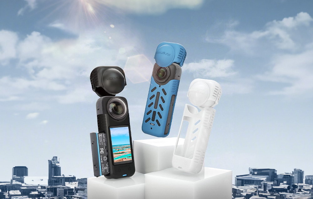 Silicone védőtok + lencsevédő Sunnylife for Insta360 X4 (kék) tok-2