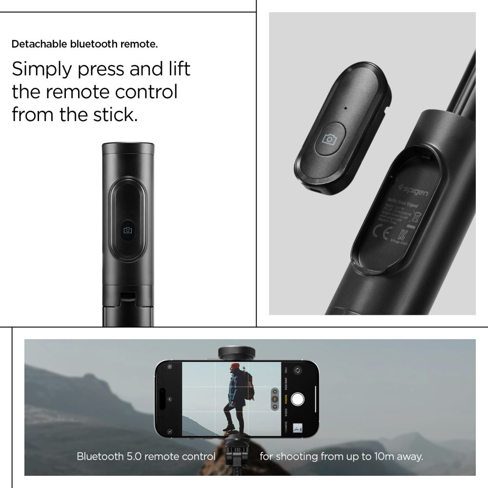 Spigen S541w Bluetooth Selfie Bot Állvány Fekete-8