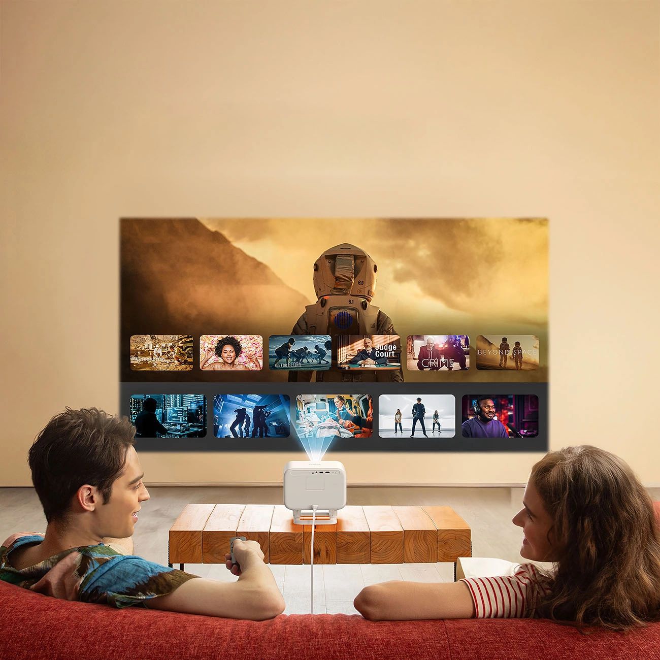 Yaber L2 Plus LCD FullHD 1080p Multimédiás Projektor JBL Hangszórókkal - Bézs-7