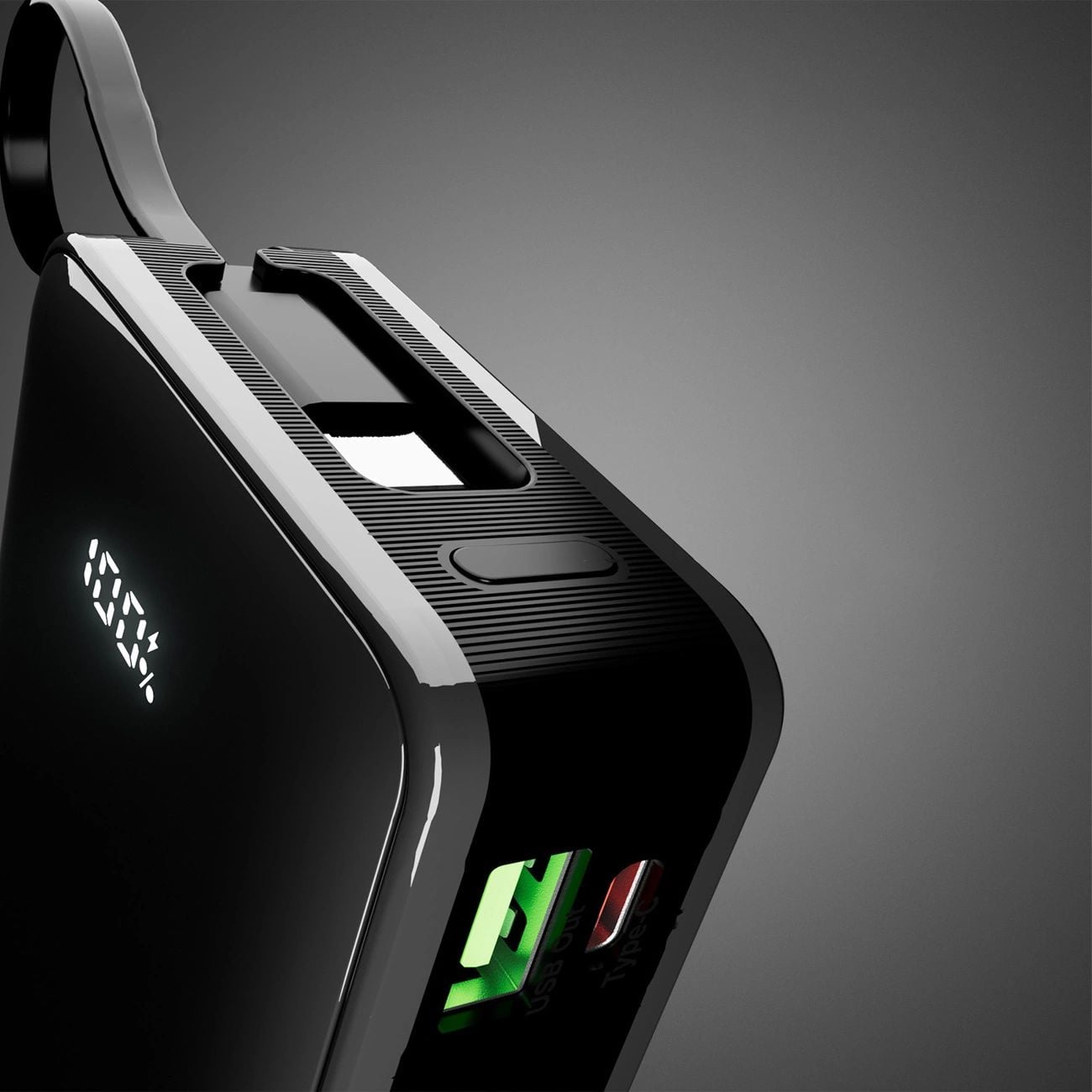 Powerbank SBS 20000 mAh 20W beépített USB-C kábellel és digitális kijelzővel - fekete-3