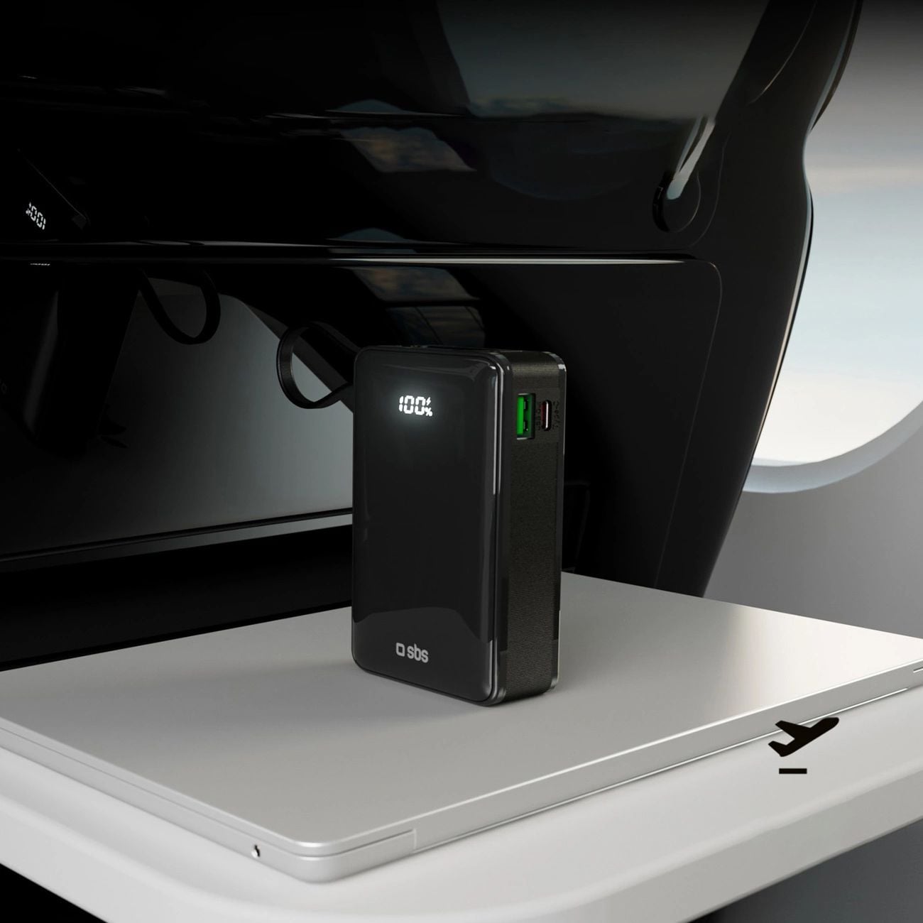Powerbank SBS 20000 mAh 20W beépített USB-C kábellel és digitális kijelzővel - fekete-11