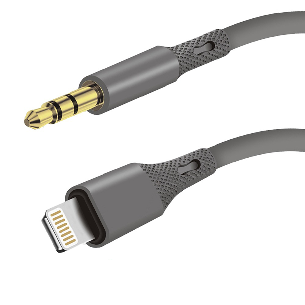 Techsuit - Prémium Kábel Adapter SoundFleX (AC5) - Lightning a 3,5 mm-es Jack-hez, Hi-Fi Minőség, DAC Chip, Szilikagél, 1m - Szürke-1
