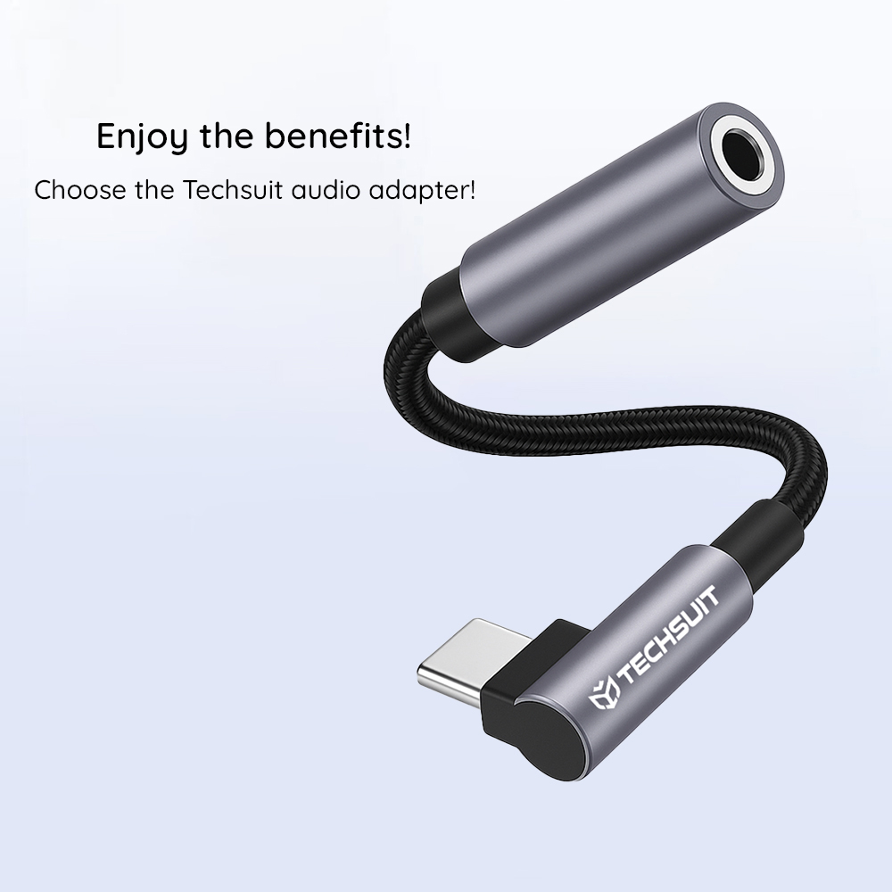 Techsuit - Prémium Kábel Adapter MusicDoX (AC7) - Lightning 3.5 mm Jackhez, Hi-Fi Hangzás, 3A, ABS, 0.1m - Szürke-1