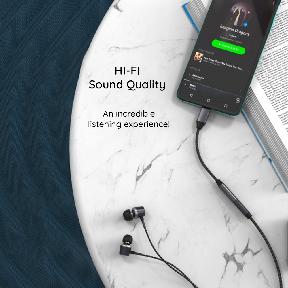 Techsuit - Premium Kábel Adapter MusicDoX (AC8) - 3,5 mm-es jack, Hi-Fi Hangzás, 3A, ABS, 0,1 m - Szürke-2