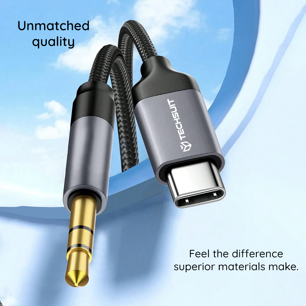 Techsuit - Prémium Kábel Adapter FuseXound (AC11) - Type-C - 3.5mm Jack, Hi-Fi Minőség, DAC Chip, PVC, 0.5m - Szürke-5