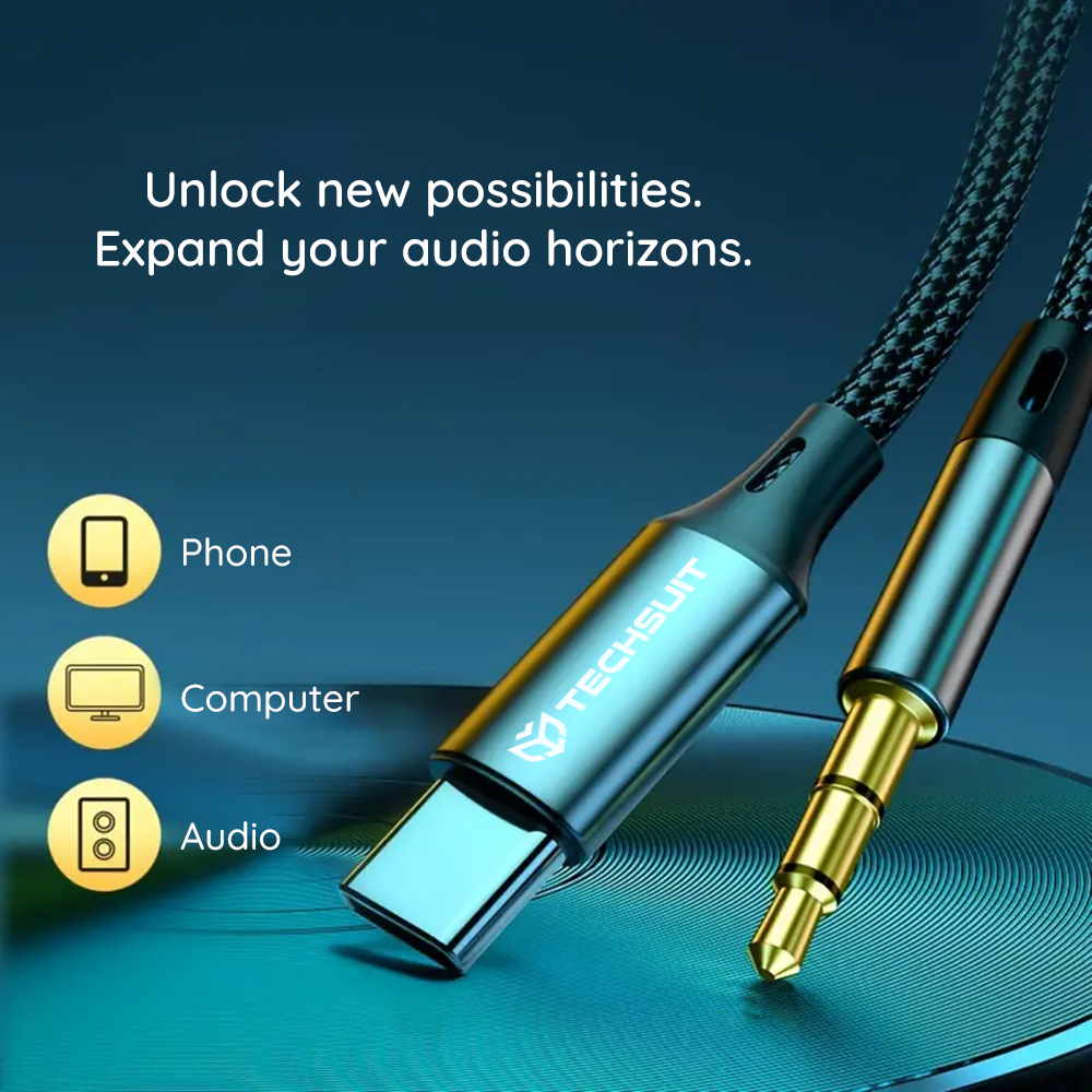 Techsuit - Prémium Kábel Adapter FuseXound (AC11) - Type-C - 3.5mm Jack, Hi-Fi Minőség, DAC Chip, PVC, 0.5m - Szürke-6