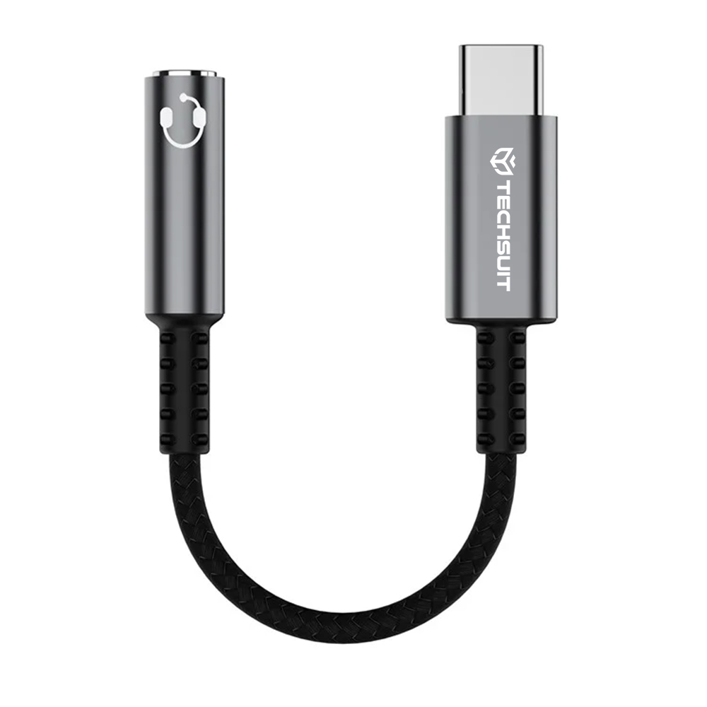 Techsuit - Prémium Kábel Adapter SonicPiX (AC14) - Type-C to 3.5mm Jack, 3A, DAC Chip, Alumínium, Digitális Dekóder - Szürke-1