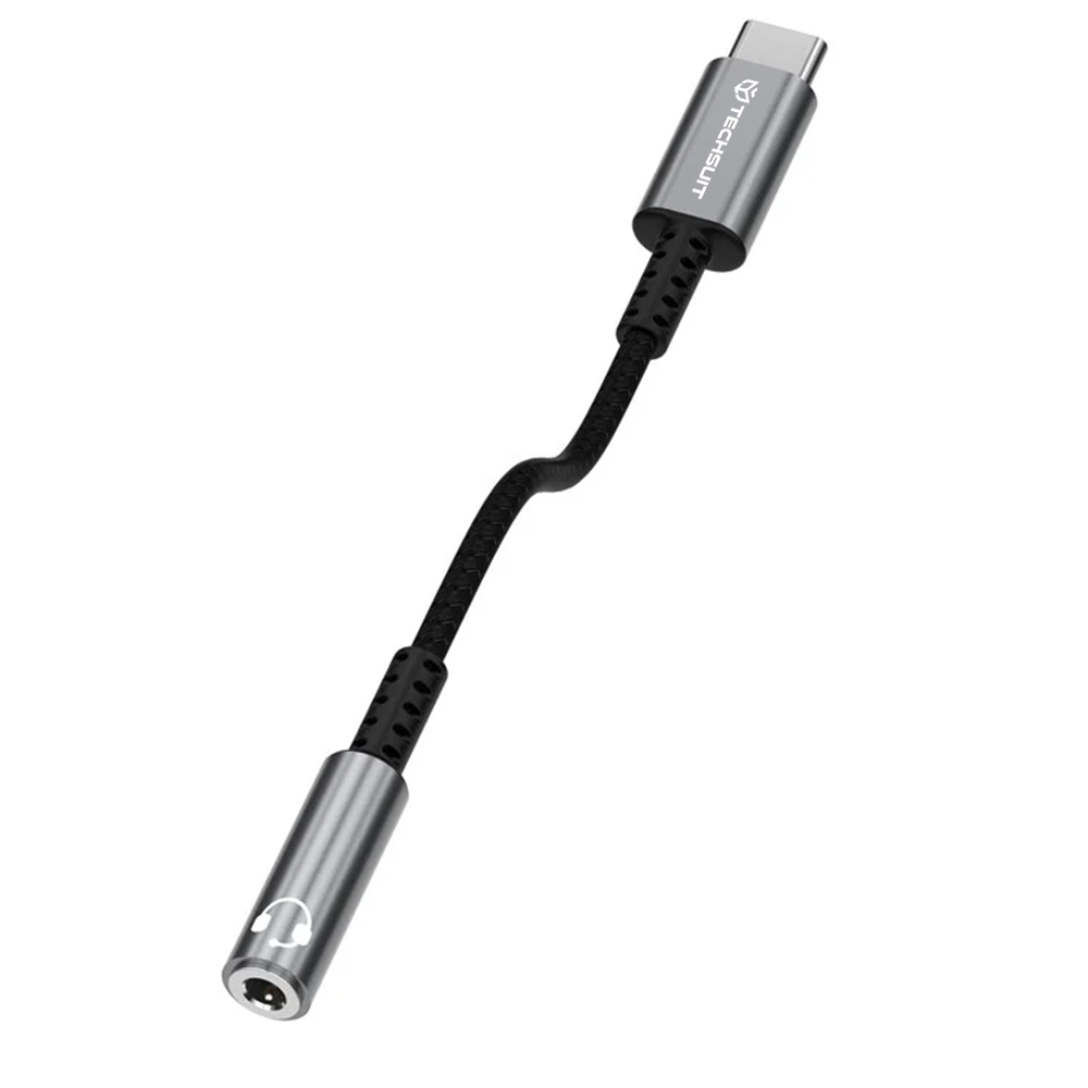 Techsuit - Prémium Kábel Adapter SonicPiX (AC14) - Type-C to 3.5mm Jack, 3A, DAC Chip, Alumínium, Digitális Dekóder - Szürke-2