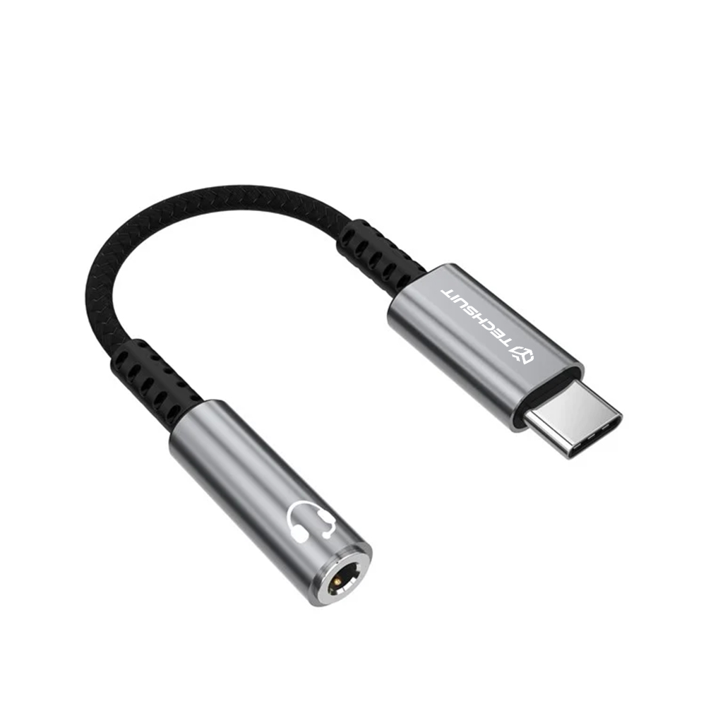 Techsuit - Prémium Kábel Adapter SonicPiX (AC14) - Type-C to 3.5mm Jack, 3A, DAC Chip, Alumínium, Digitális Dekóder - Szürke-3