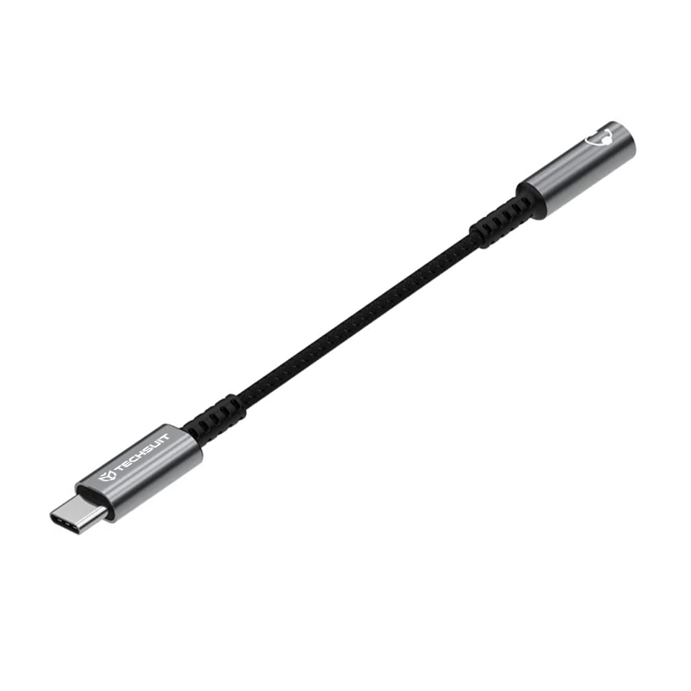 Techsuit - Prémium Kábel Adapter SonicPiX (AC14) - Type-C to 3.5mm Jack, 3A, DAC Chip, Alumínium, Digitális Dekóder - Szürke-4