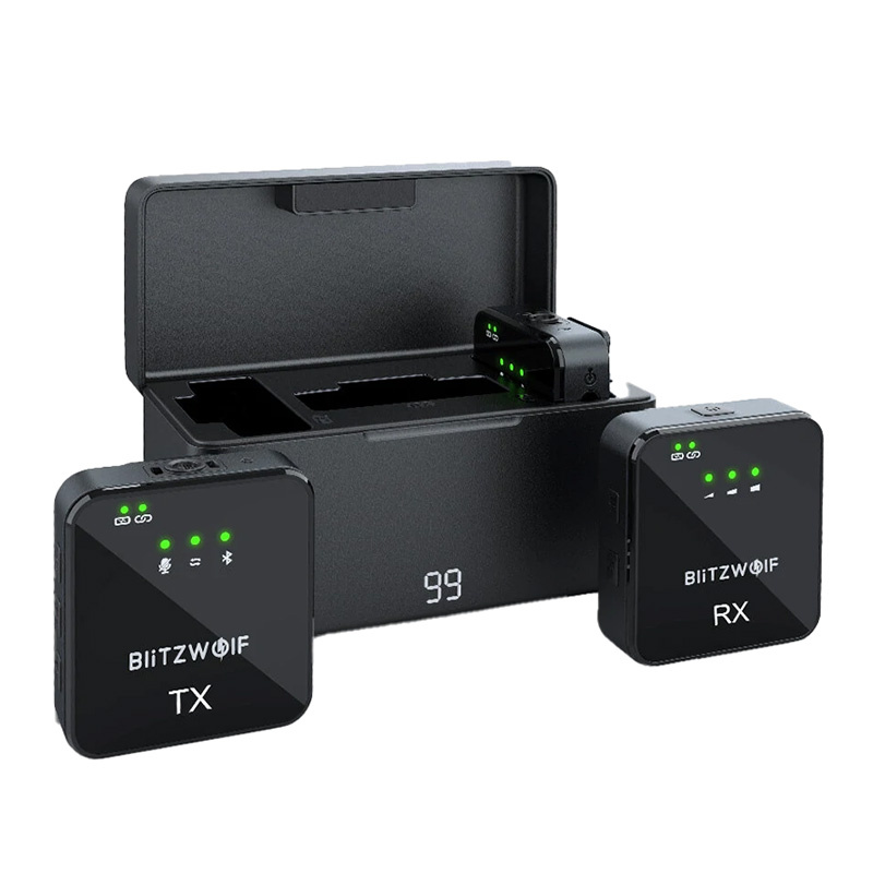BlitzWolf Vezeték nélküli Mikrofon BW-SX63, 1000mAh (fekete)-1