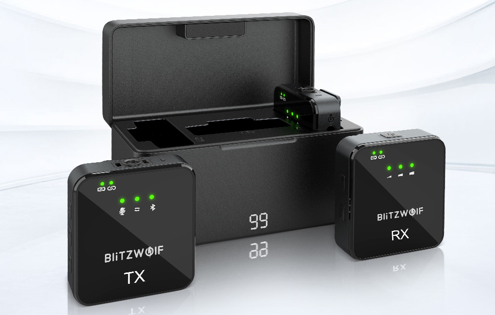 BlitzWolf Vezeték nélküli Mikrofon BW-SX63, 1000mAh (fekete)-2