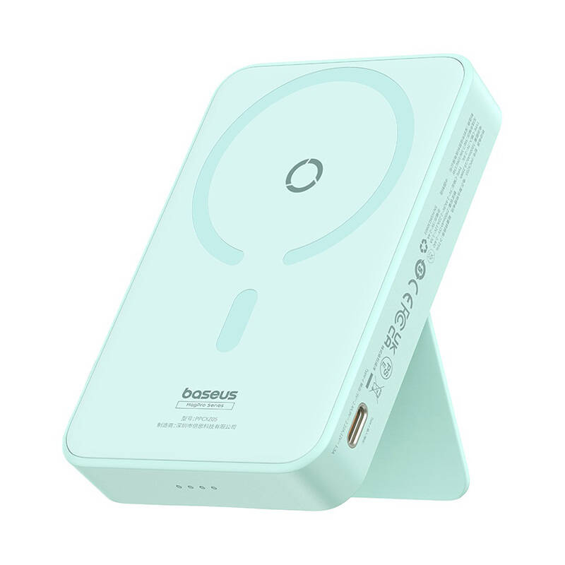 Baseus MagPro Mágneses Powerbank, 5000mAh, 20W, MagSafe (menta)-0