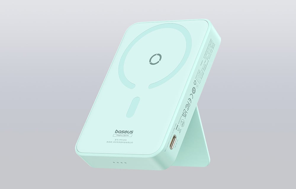 Baseus MagPro Mágneses Powerbank, 5000mAh, 20W, MagSafe (menta)-2