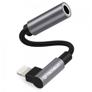 Techsuit - Prémium Kábel Adapter MusicDoX (AC6) - Lightning to 3.5mm Jack, Hi-Fi Hangzás, 3A, ABS, 0.1m - Szürke